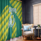 Australian Diamonds Netball Window Curtain Bold Geometric Zigzag Pattern With Athletic Player Graphics