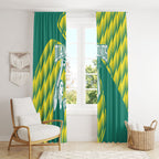 Australian Diamonds Netball Window Curtain Bold Geometric Zigzag Pattern With Athletic Player Graphics