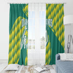 Australian Diamonds Netball Window Curtain Bold Geometric Zigzag Pattern With Athletic Player Graphics