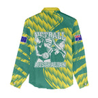 Australian Diamonds Netball Women Casual Shirt Bold Geometric Zigzag Pattern With Athletic Player Graphics
