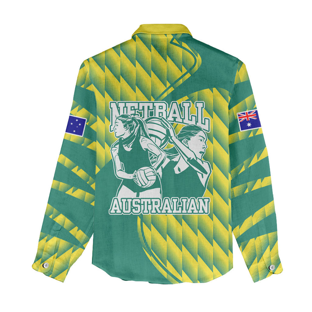 Australian Diamonds Netball Women Casual Shirt Bold Geometric Zigzag Pattern With Athletic Player Graphics