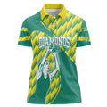 Australian Diamonds Netball Women Polo Shirt Bold Geometric Zigzag Pattern With Athletic Player Graphics