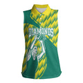 Australian Diamonds Netball Women Sleeveless Polo Shirt Bold Geometric Zigzag Pattern With Athletic Player Graphics