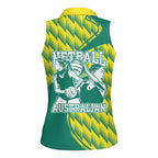 Australian Diamonds Netball Women Sleeveless Polo Shirt Bold Geometric Zigzag Pattern With Athletic Player Graphics