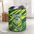 Australian Diamonds Netball Laundry Basket Sharp Abstract Slash Pattern With Netball Graphic Art