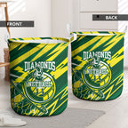 Australian Diamonds Netball Laundry Basket Sharp Abstract Slash Pattern With Netball Graphic Art