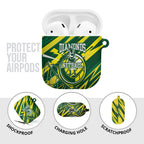 Australian Diamonds Netball AirPods Case Sharp Abstract Slash Pattern With Netball Graphic Art