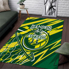 Australian Diamonds Netball Area Rug Sharp Abstract Slash Pattern With Netball Graphic Art
