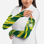 Australian Diamonds Netball Arm Sleeves Sharp Abstract Slash Pattern With Netball Graphic Art