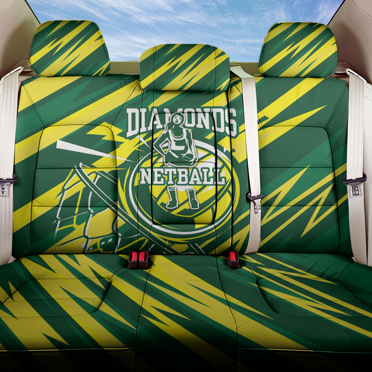 Australian Diamonds Netball Back Car Seat Cover Sharp Abstract Slash Pattern With Netball Graphic Art