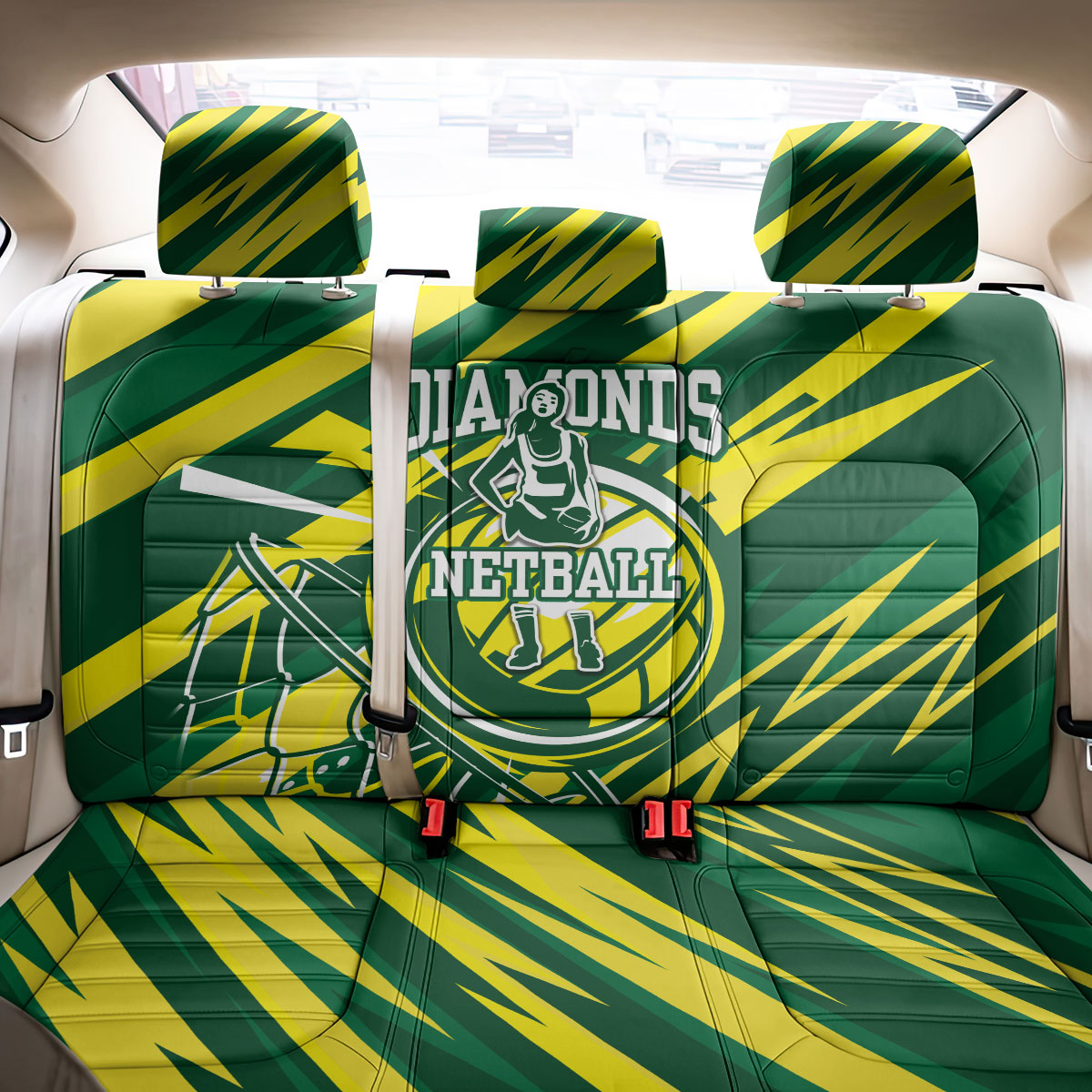 Australian Diamonds Netball Back Car Seat Cover Sharp Abstract Slash Pattern With Netball Graphic Art