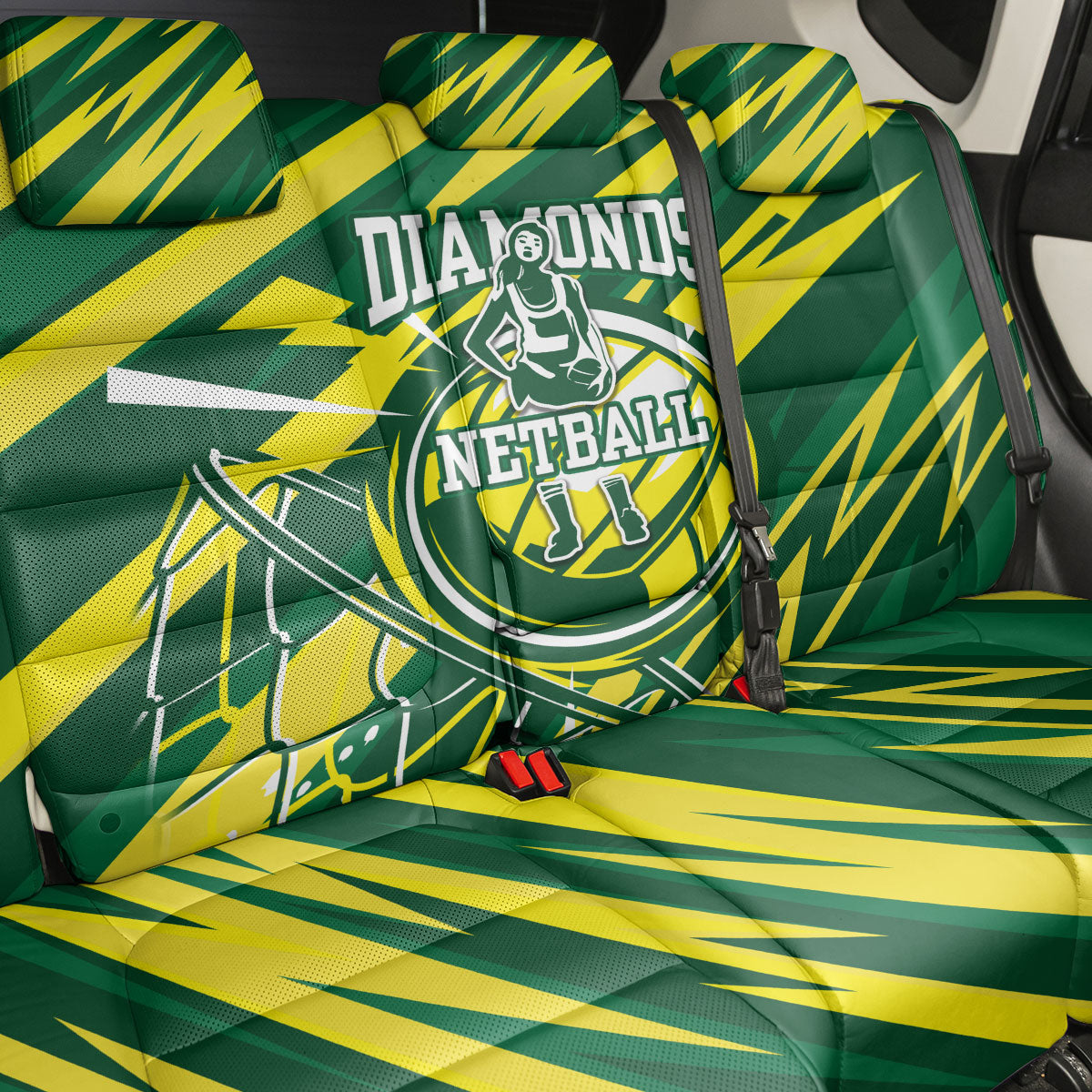 Australian Diamonds Netball Back Car Seat Cover Sharp Abstract Slash Pattern With Netball Graphic Art