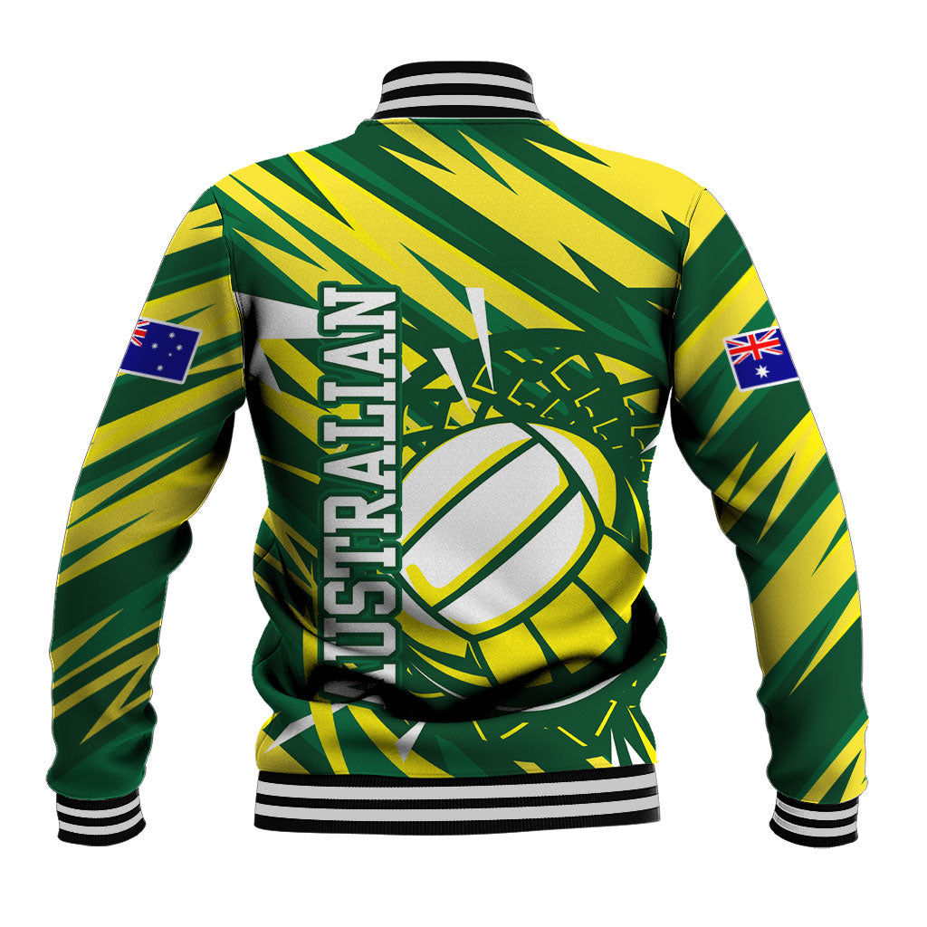 Australian Diamonds Netball Baseball Jacket Sharp Abstract Slash Pattern With Netball Graphic Art