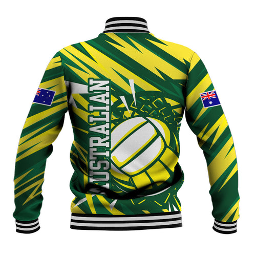 Australian Diamonds Netball Baseball Jacket Sharp Abstract Slash Pattern With Netball Graphic Art
