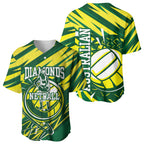 Australian Diamonds Netball Baseball Jersey Sharp Abstract Slash Pattern With Netball Graphic Art