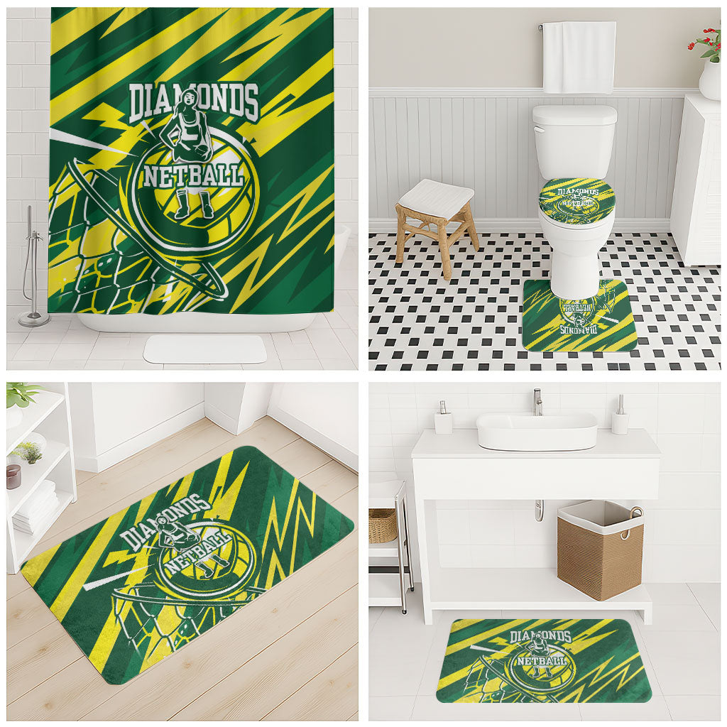 Australian Diamonds Netball Bathroom Set Sharp Abstract Slash Pattern With Netball Graphic Art