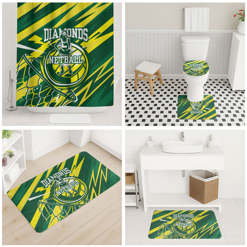Australian Diamonds Netball Bathroom Set Sharp Abstract Slash Pattern With Netball Graphic Art