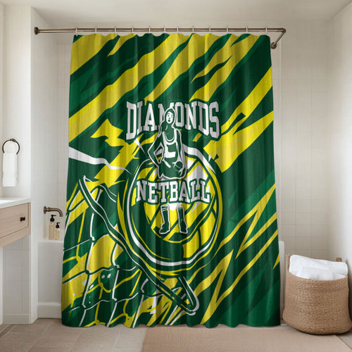 Australian Diamonds Netball Bathroom Set Sharp Abstract Slash Pattern With Netball Graphic Art