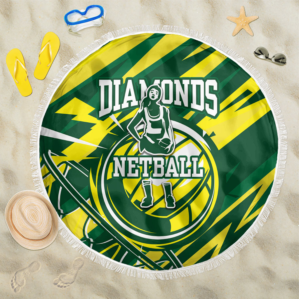 Australian Diamonds Netball Beach Blanket Sharp Abstract Slash Pattern With Netball Graphic Art
