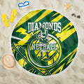 Australian Diamonds Netball Beach Blanket Sharp Abstract Slash Pattern With Netball Graphic Art