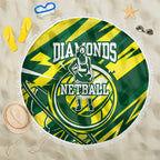 Australian Diamonds Netball Beach Blanket Sharp Abstract Slash Pattern With Netball Graphic Art