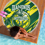 Australian Diamonds Netball Beach Blanket Sharp Abstract Slash Pattern With Netball Graphic Art