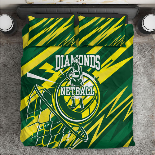 Australian Diamonds Netball Bedding Set Sharp Abstract Slash Pattern With Netball Graphic Art