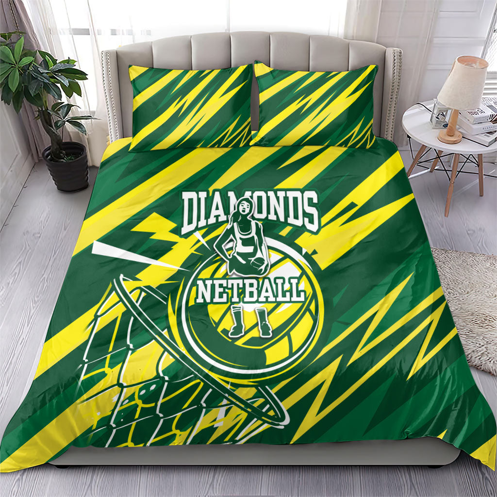 Australian Diamonds Netball Bedding Set Sharp Abstract Slash Pattern With Netball Graphic Art