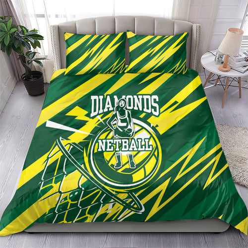Australian Diamonds Netball Bedding Set Sharp Abstract Slash Pattern With Netball Graphic Art