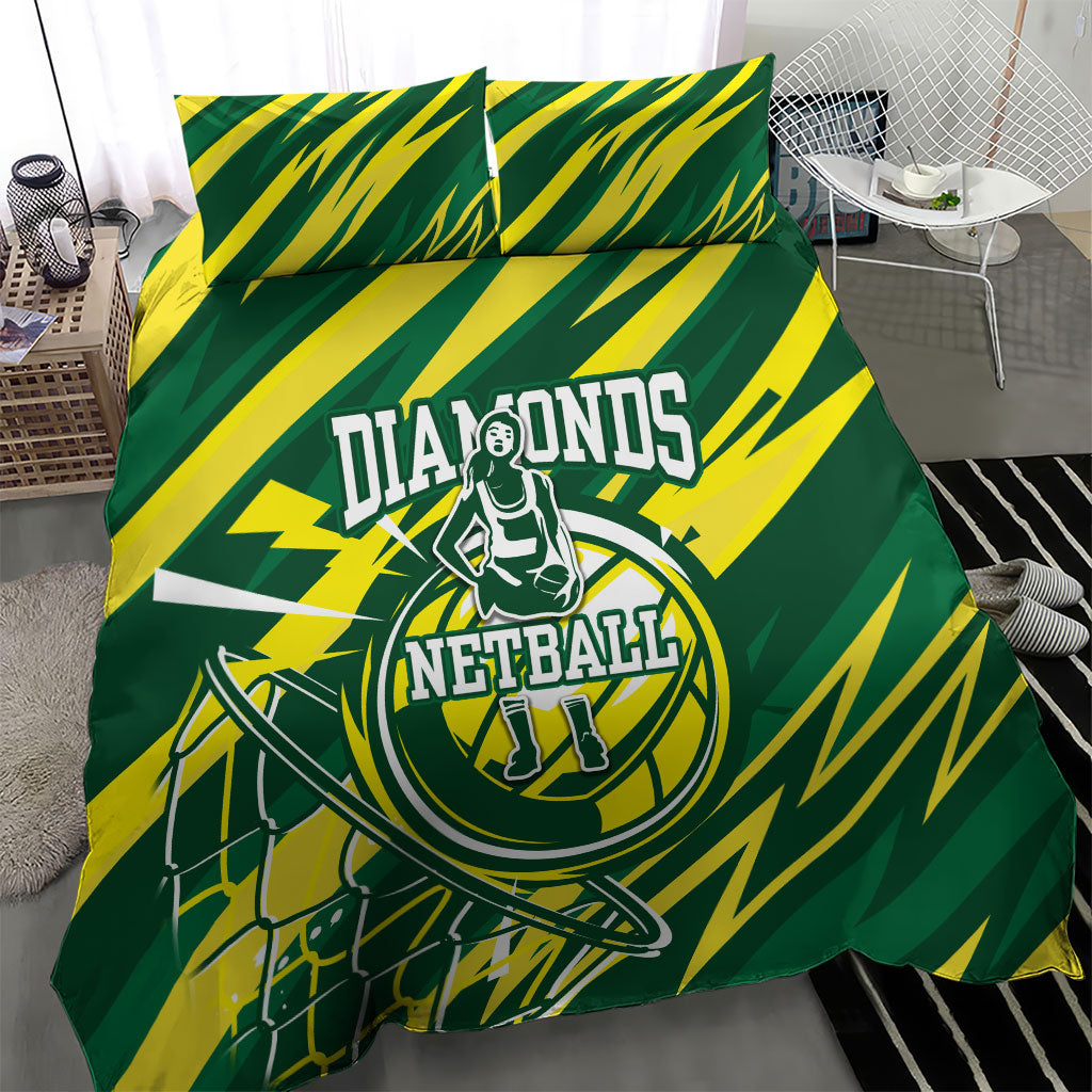 Australian Diamonds Netball Bedding Set Sharp Abstract Slash Pattern With Netball Graphic Art