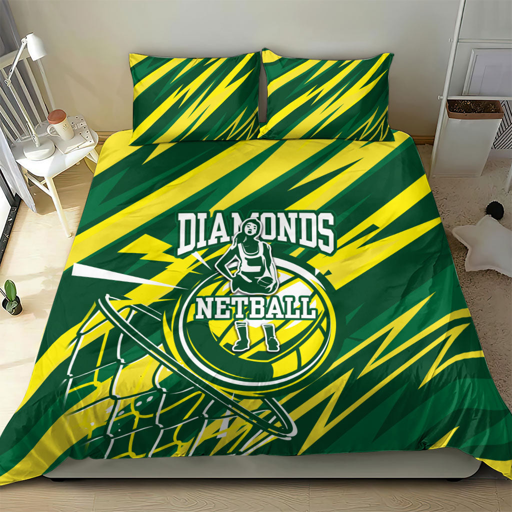 Australian Diamonds Netball Bedding Set Sharp Abstract Slash Pattern With Netball Graphic Art