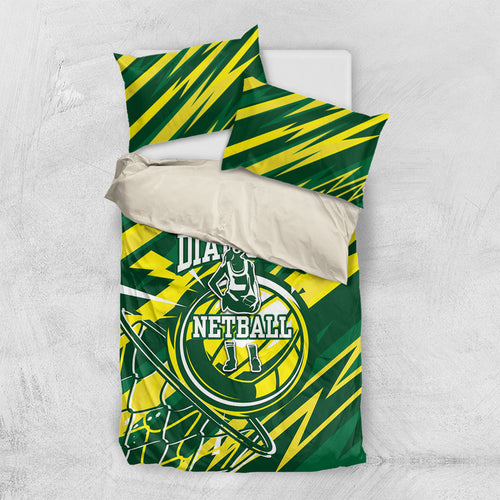 Australian Diamonds Netball Bedding Set Sharp Abstract Slash Pattern With Netball Graphic Art