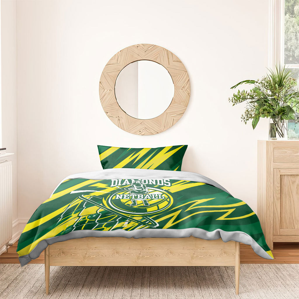 Australian Diamonds Netball Bedding Set Sharp Abstract Slash Pattern With Netball Graphic Art