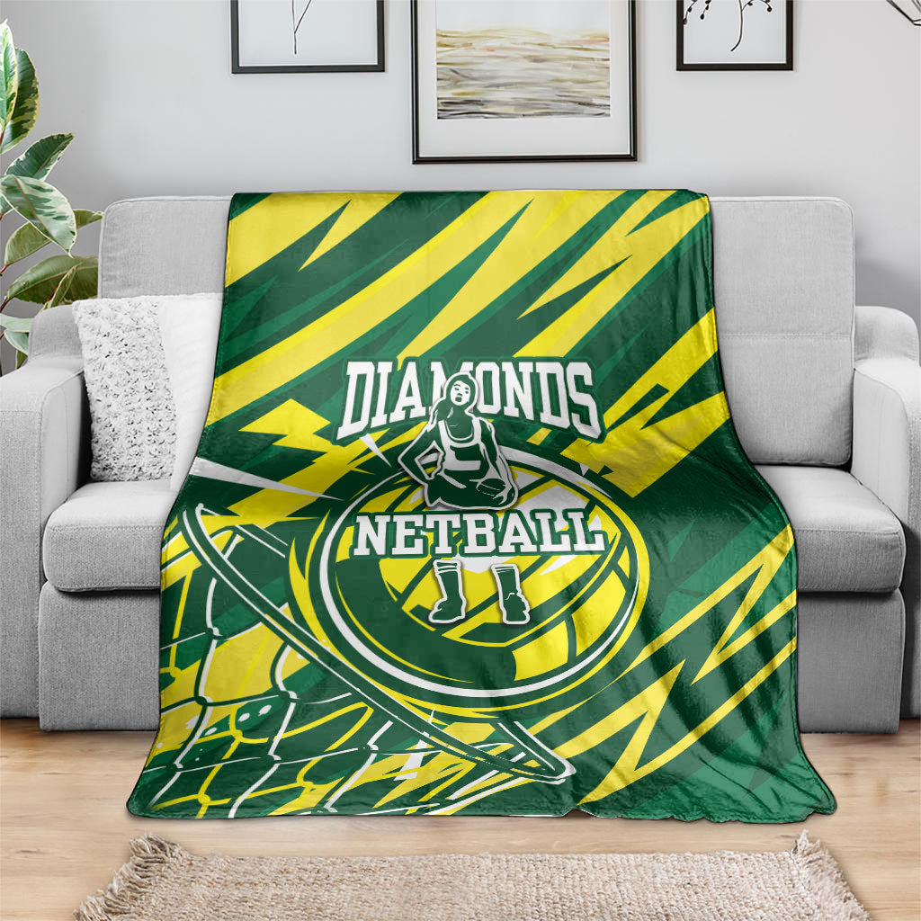 Australian Diamonds Netball Blanket Sharp Abstract Slash Pattern With Netball Graphic Art