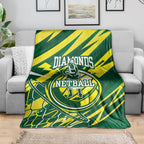 Australian Diamonds Netball Blanket Sharp Abstract Slash Pattern With Netball Graphic Art