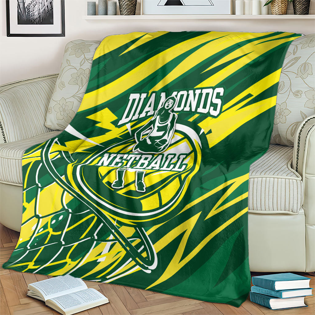 Australian Diamonds Netball Blanket Sharp Abstract Slash Pattern With Netball Graphic Art