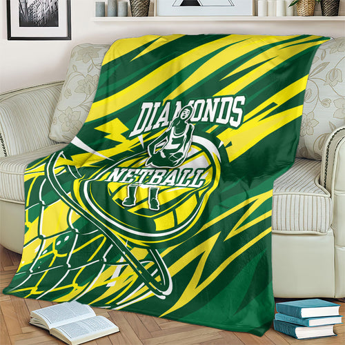 Australian Diamonds Netball Blanket Sharp Abstract Slash Pattern With Netball Graphic Art
