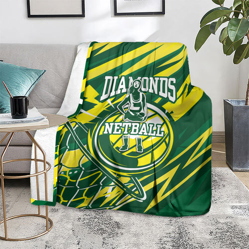 Australian Diamonds Netball Blanket Sharp Abstract Slash Pattern With Netball Graphic Art