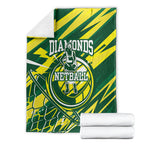 Australian Diamonds Netball Blanket Sharp Abstract Slash Pattern With Netball Graphic Art