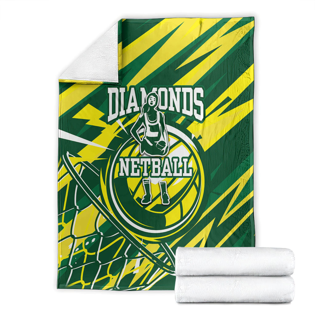 Australian Diamonds Netball Blanket Sharp Abstract Slash Pattern With Netball Graphic Art