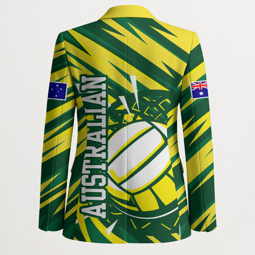 Australian Diamonds Netball Blazer Sharp Abstract Slash Pattern With Netball Graphic Art