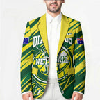 Australian Diamonds Netball Blazer Sharp Abstract Slash Pattern With Netball Graphic Art