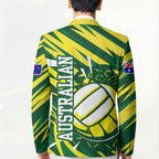 Australian Diamonds Netball Blazer Sharp Abstract Slash Pattern With Netball Graphic Art