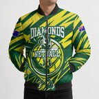 Australian Diamonds Netball Bomber Puffer Jacket Sharp Abstract Slash Pattern With Netball Graphic Art