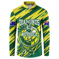 Australian Diamonds Netball Button Sweatshirt Sharp Abstract Slash Pattern With Netball Graphic Art