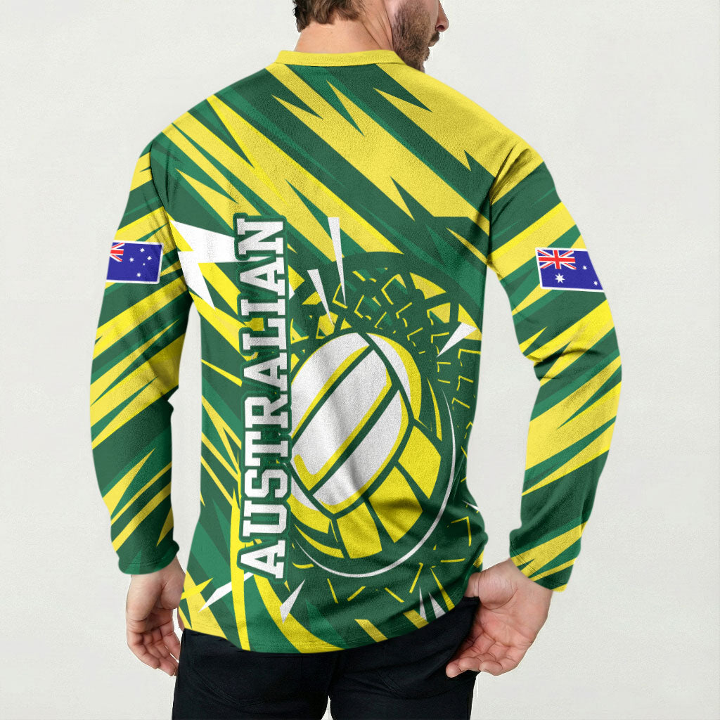 Australian Diamonds Netball Button Sweatshirt Sharp Abstract Slash Pattern With Netball Graphic Art