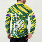Australian Diamonds Netball Button Sweatshirt Sharp Abstract Slash Pattern With Netball Graphic Art