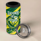 Australian Diamonds Netball 4 in 1 Can Cooler Tumbler Sharp Abstract Slash Pattern With Netball Graphic Art