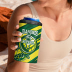 Australian Diamonds Netball 4 in 1 Can Cooler Tumbler Sharp Abstract Slash Pattern With Netball Graphic Art