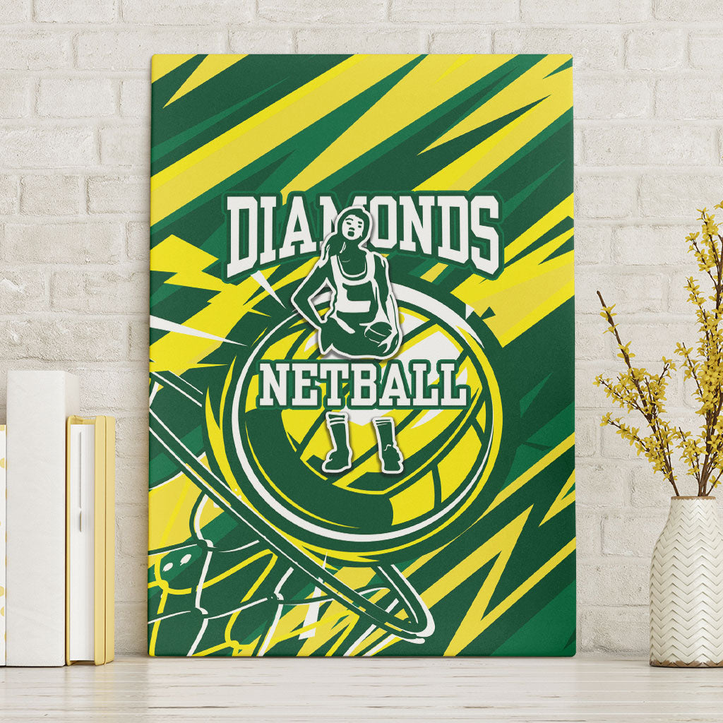 Australian Diamonds Netball Canvas Wall Art Sharp Abstract Slash Pattern With Netball Graphic Art